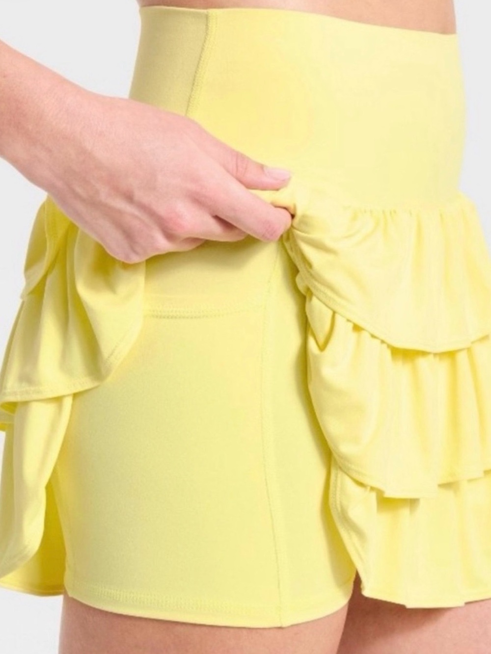 Tiered Ruffle Skort in Bright Yellow - Picture 3 of 10